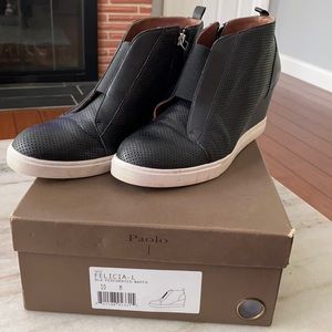 Paolo Black Wedge Athleisure Shoes Size 10